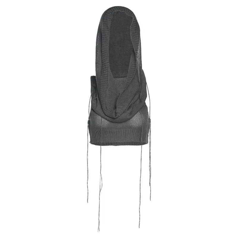 Y2K Knit Hooded Tank Top – Trendy & Edgy Summer Staple