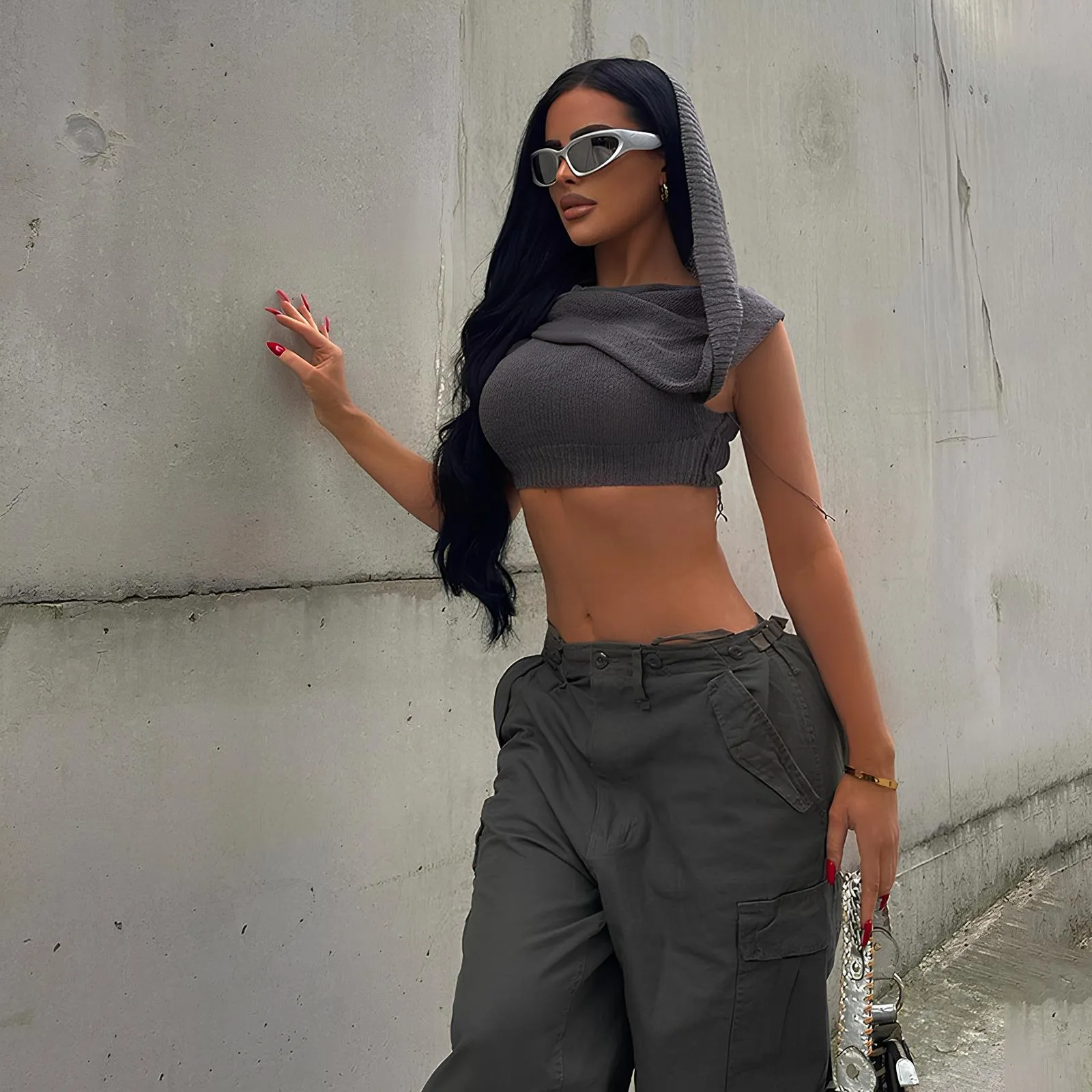 Y2K Knit Hooded Tank Top – Trendy & Edgy Summer Staple