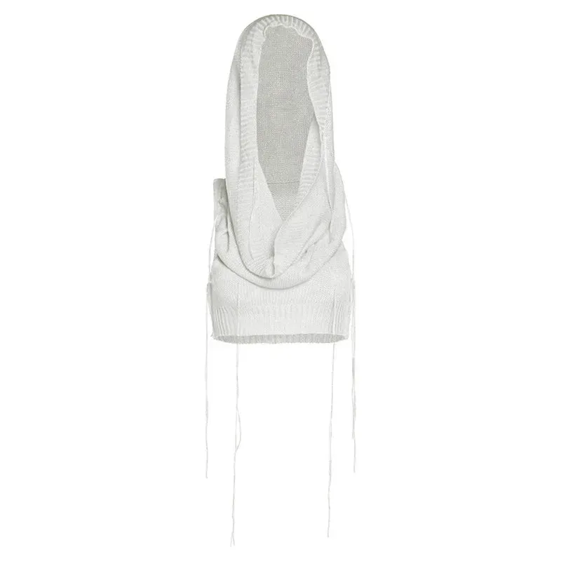 Y2K Knit Hooded Tank Top – Trendy & Edgy Summer Staple