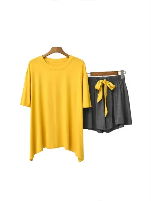 Yellow Loose Short Lounge Pajama Set