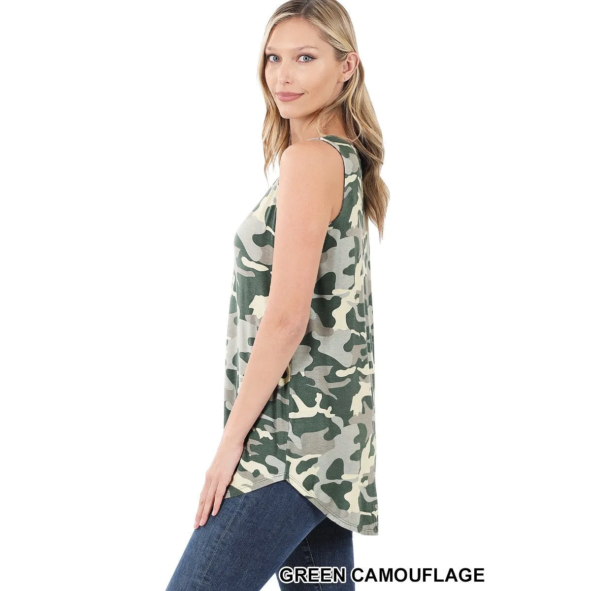 Zenana Cool in Camo Tank in Purple